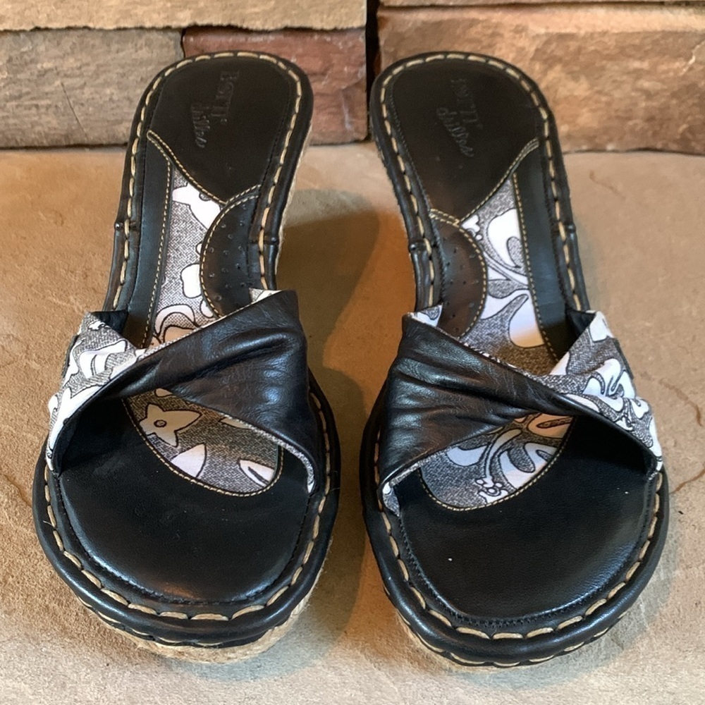 Born sz 8 leather and cloth black and white espadrilles. - Picture 2 of 9
